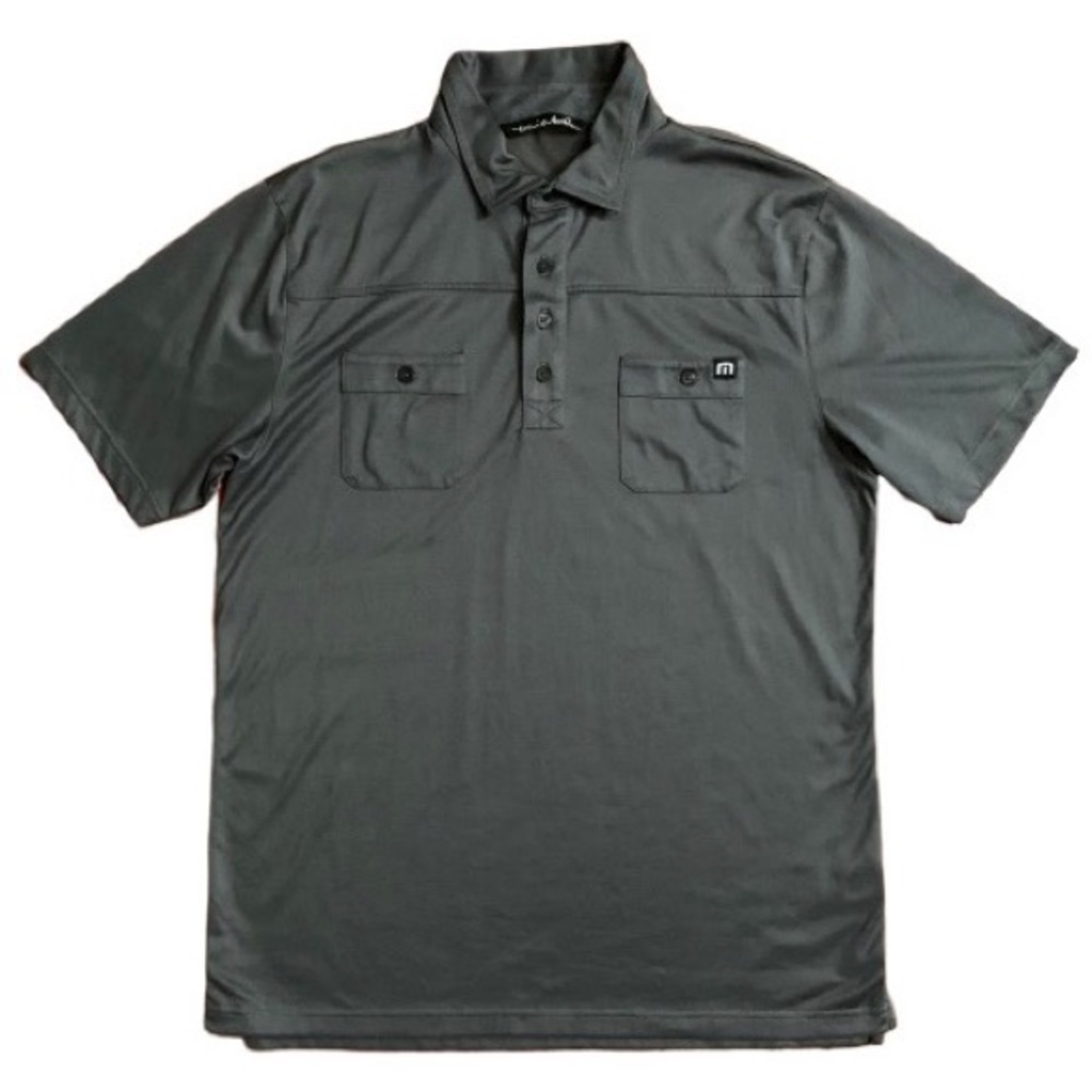 Travis Mathew Golf Polo Shirt Pockets Gray L